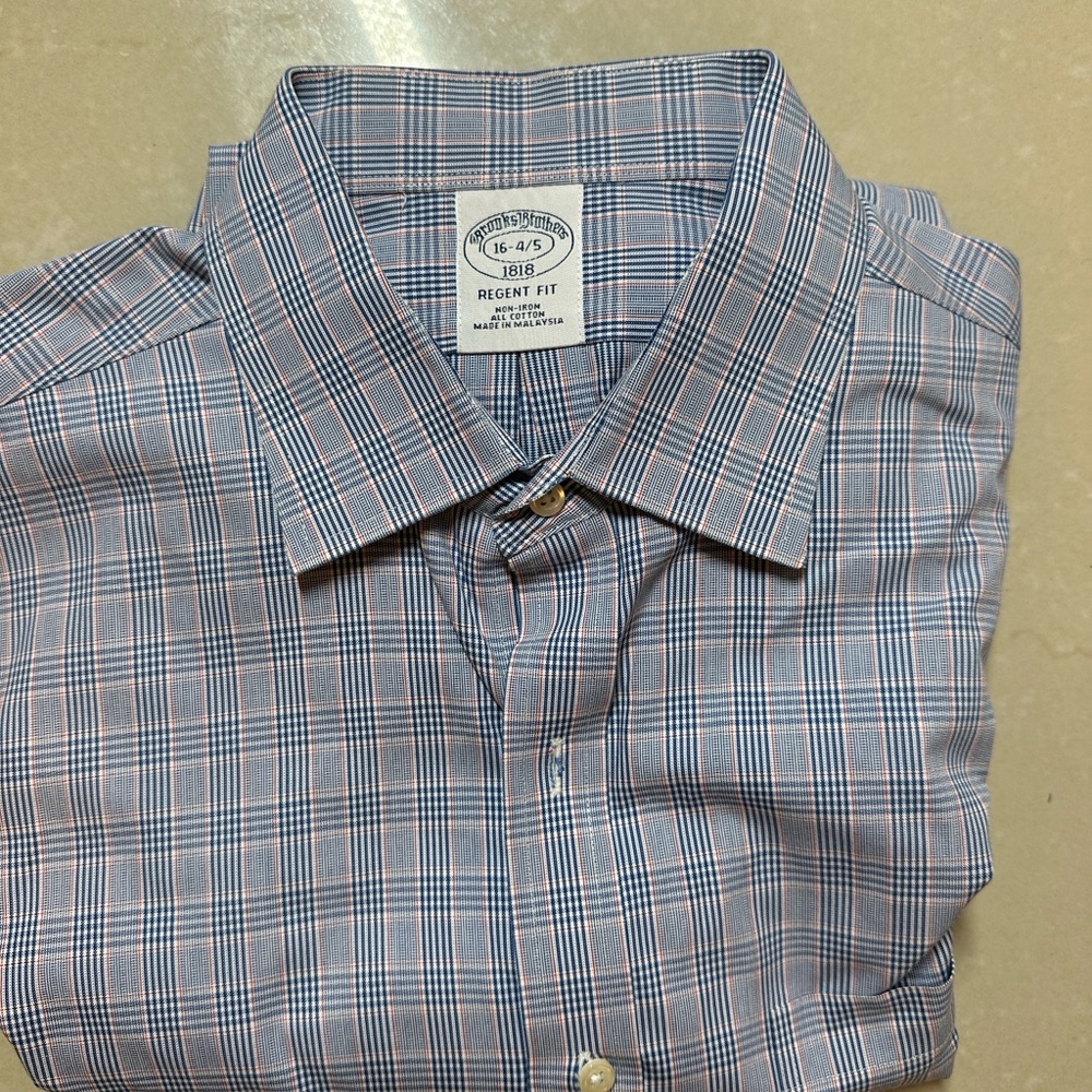Brooks Brothers Gray and Blue Checkered Shirt